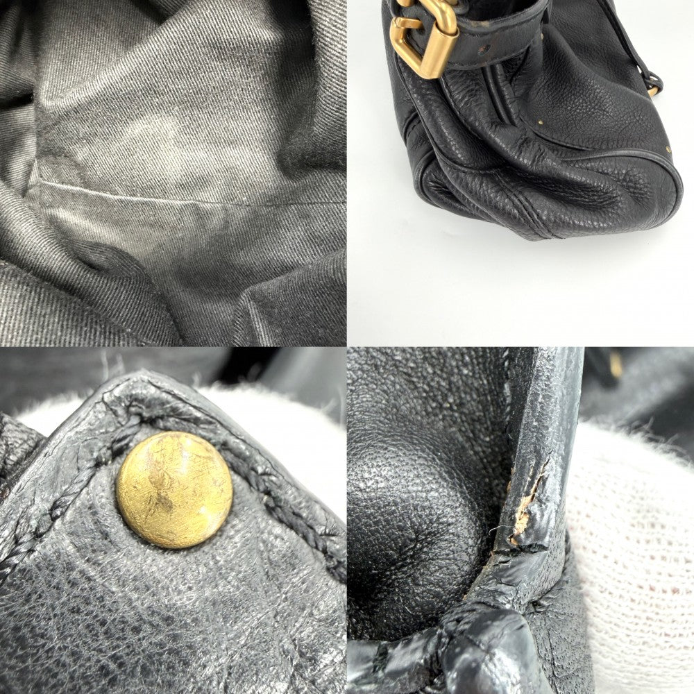 Chloe クロエ ハンドバッグ パディントン かばん 鞄 レザー ブラック 黒 ゴールド×シルバー金具 レディース【中古品】