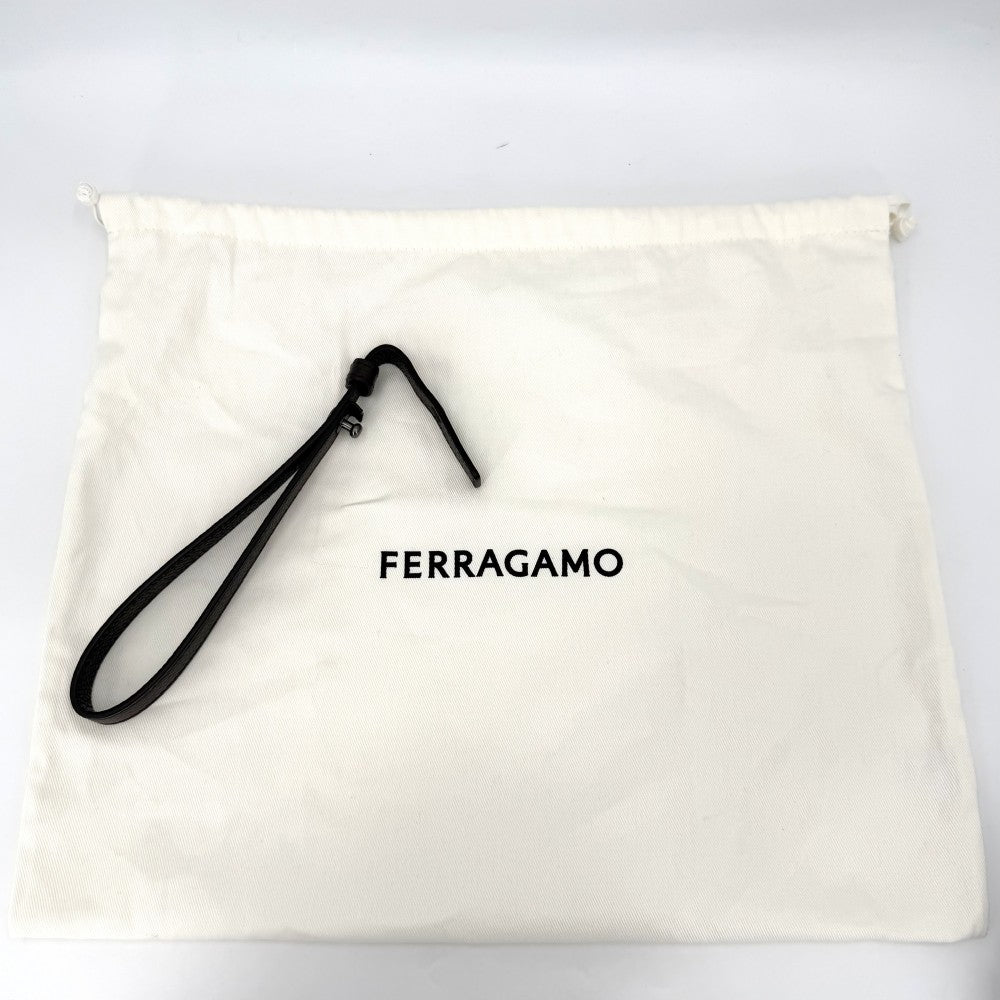 Salvatore Ferragamo サルヴァトーレフェラガモ 2WAY モノグラム ショルダーバッグ クラッチバッグ レザー ブラウン 茶 マットシルバー金具 メンズ【中古品】
