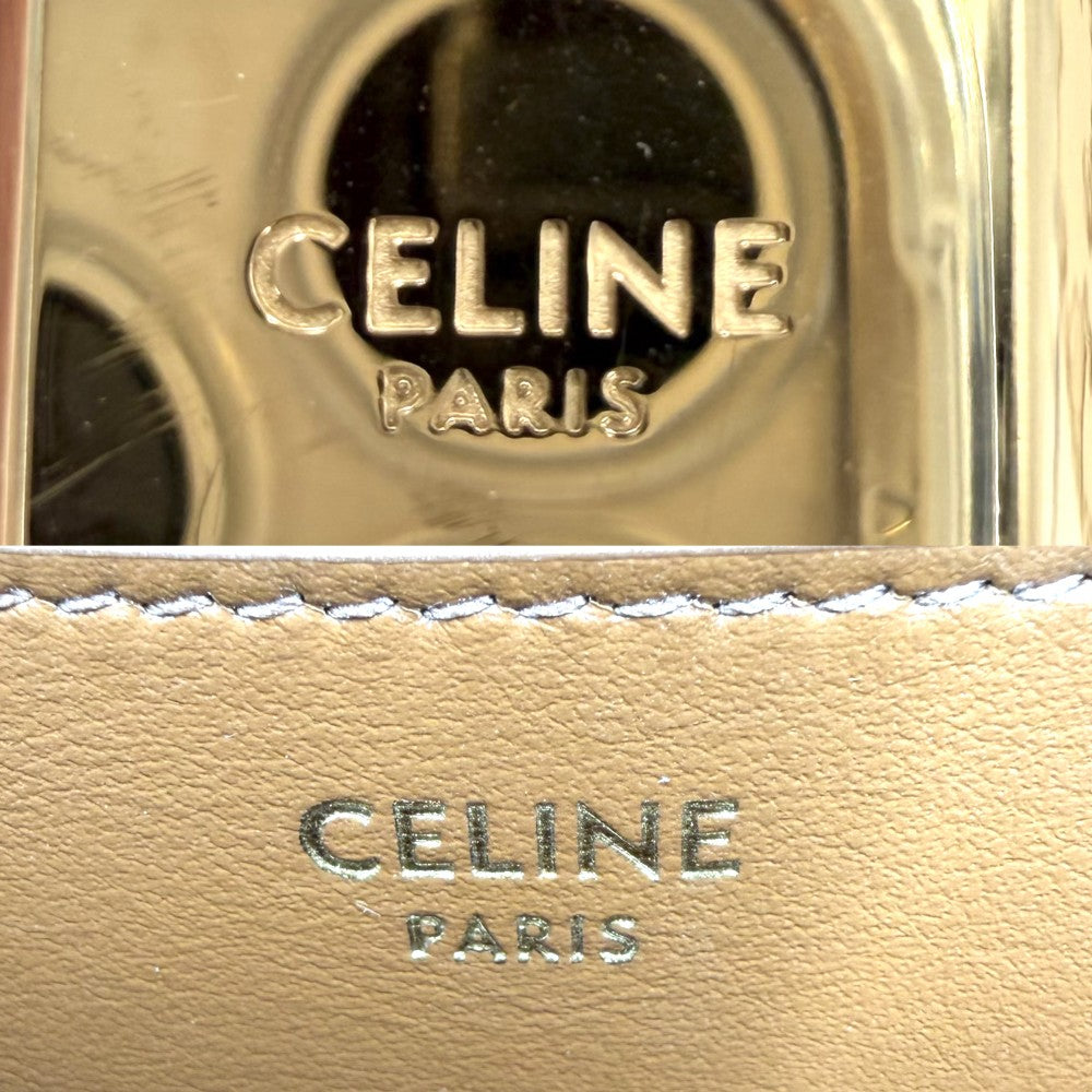 CELINE セリーヌ ショルダーバッグ タブー トリオンフ PVCコーティングキャンバス レザー ホワイト 白 ブラウン 茶 ゴールド金具 レディース【中古品】