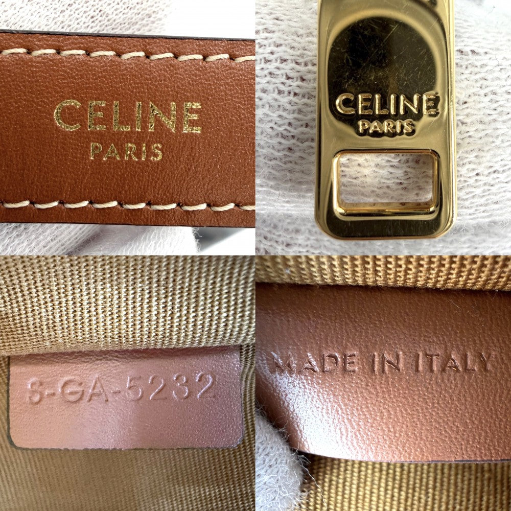 CELINE セリーヌ ショルダーバッグ アヴァバッグ トリオンフ ワンハンドル ハンドバッグ レザー ブラウン 茶 ゴールド金具 レディース【中古品】