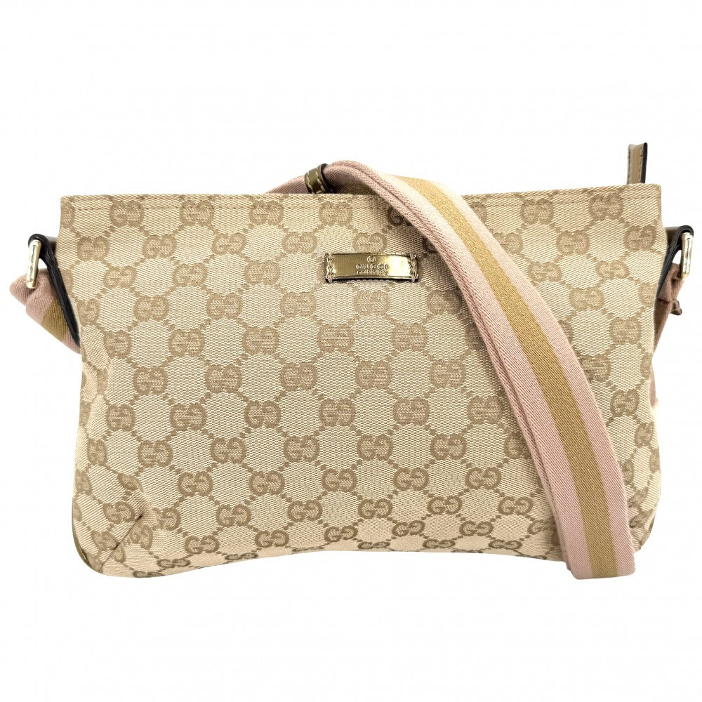 GUCCI グッチ ショルダーバッグ 189749 GGキャンバス ベージュ ゴールド金具 レディース【中古品】