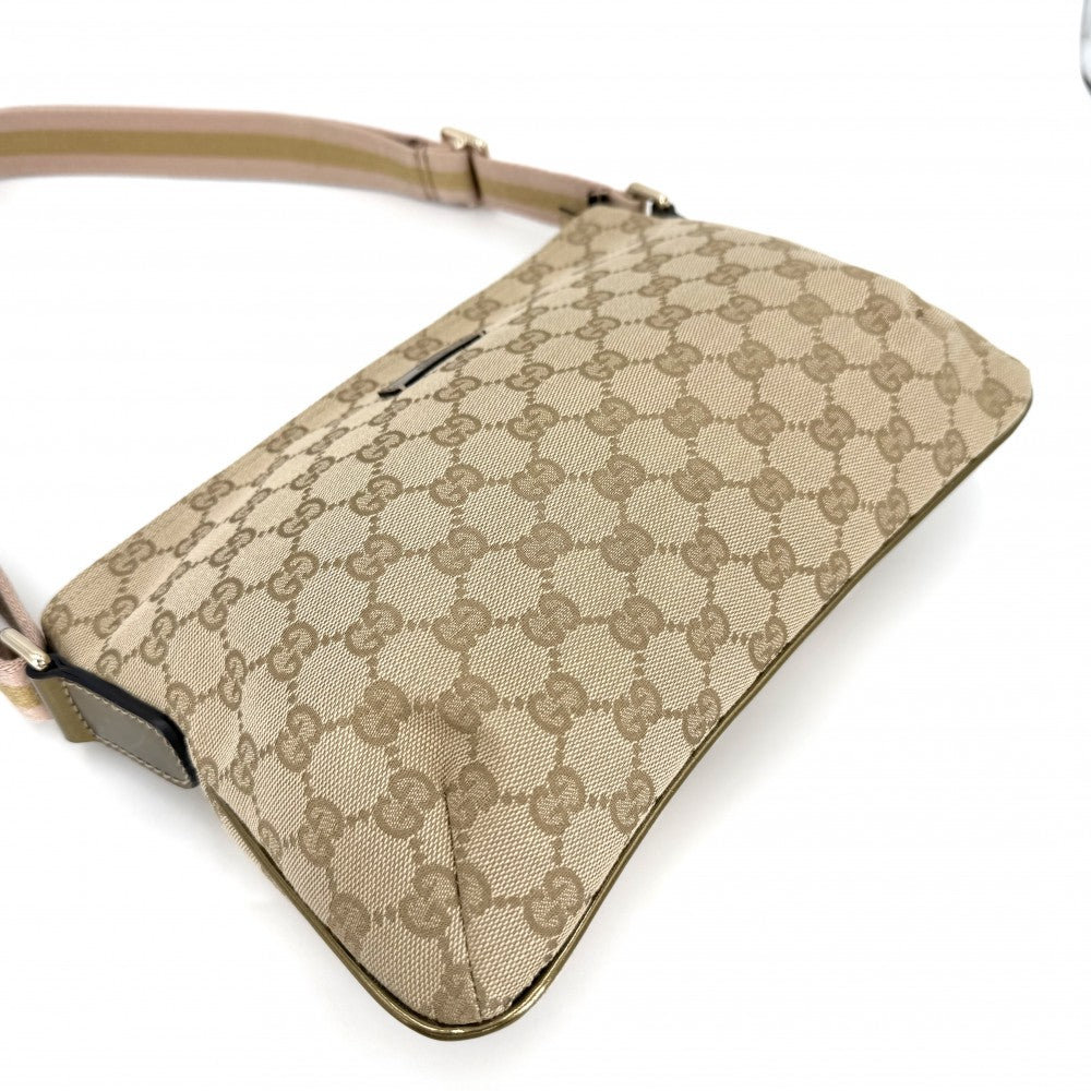 GUCCI グッチ ショルダーバッグ 189749 GGキャンバス ベージュ ゴールド金具 レディース【中古品】