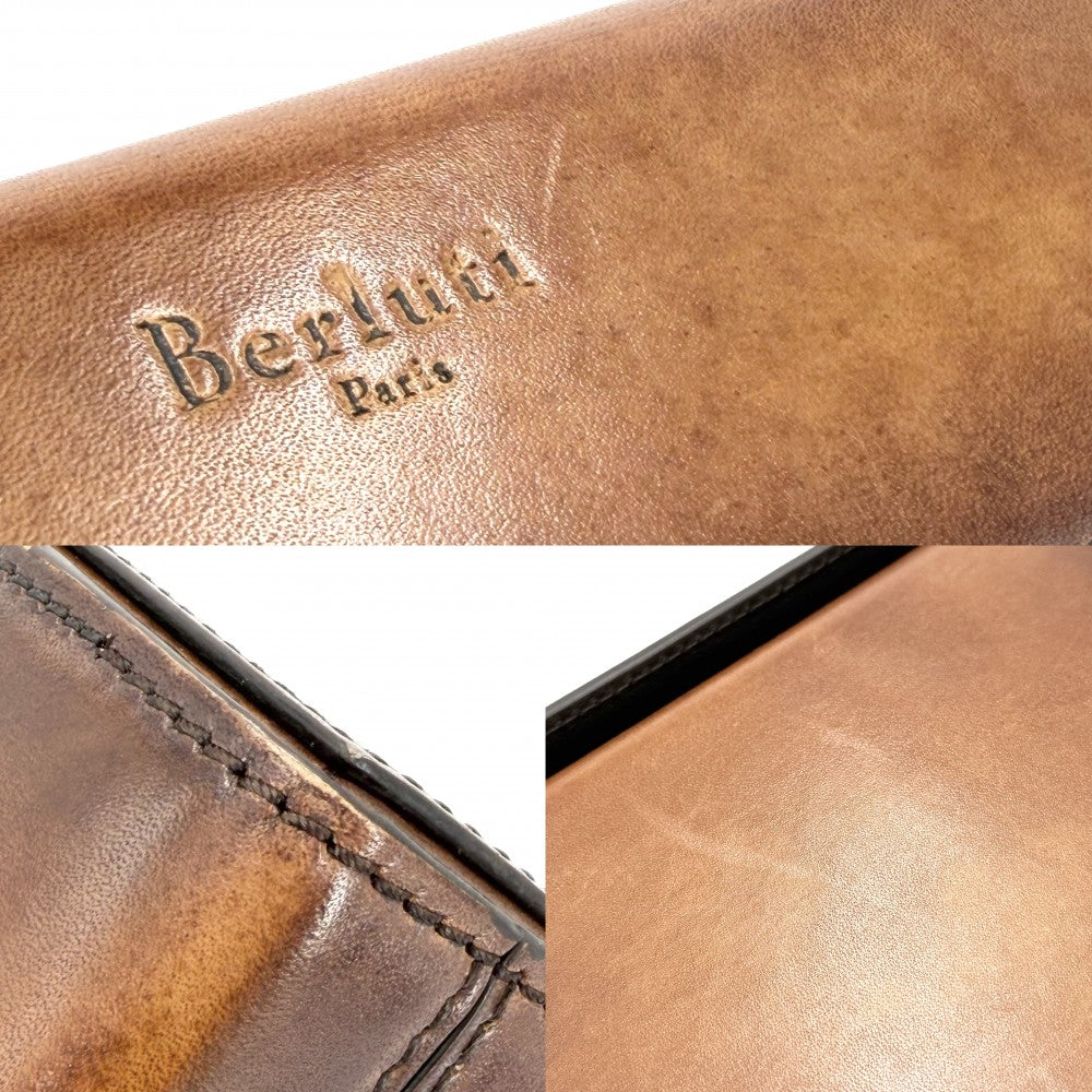 Berluti ベルルッティ ショルダーバッグ アンジュール・ドゥ・ポッシュ メッセンジャー ウルフ レザー ブラウン 茶 シルバー金具 メンズ【中古品】