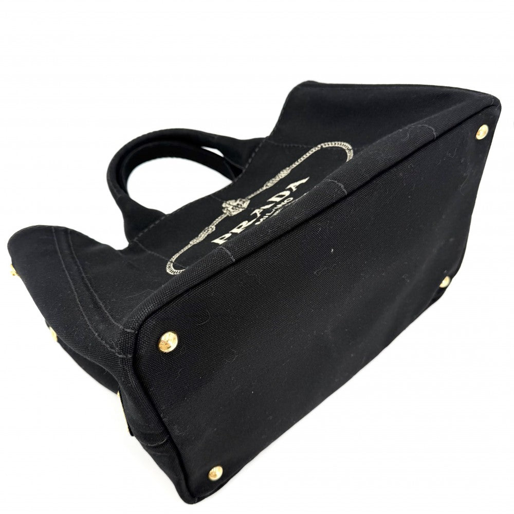 PRADA プラダ 2WAY トートバッグ ショルダーバッグ カナパ トライアングルロゴ ハンドバッグ 1BG642 キャンバス ブラック 黒 ゴールド金具 レディース【中古品】