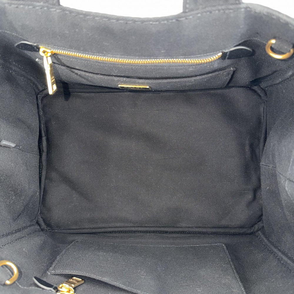 PRADA プラダ 2WAY トートバッグ ショルダーバッグ カナパ トライアングルロゴ ハンドバッグ 1BG642 キャンバス ブラック 黒 ゴールド金具 レディース【中古品】