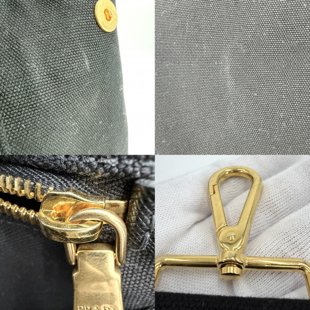 PRADA プラダ 2WAY トートバッグ ショルダーバッグ カナパ トライアングルロゴ ハンドバッグ 1BG642 キャンバス ブラック 黒 ゴールド金具 レディース【中古品】