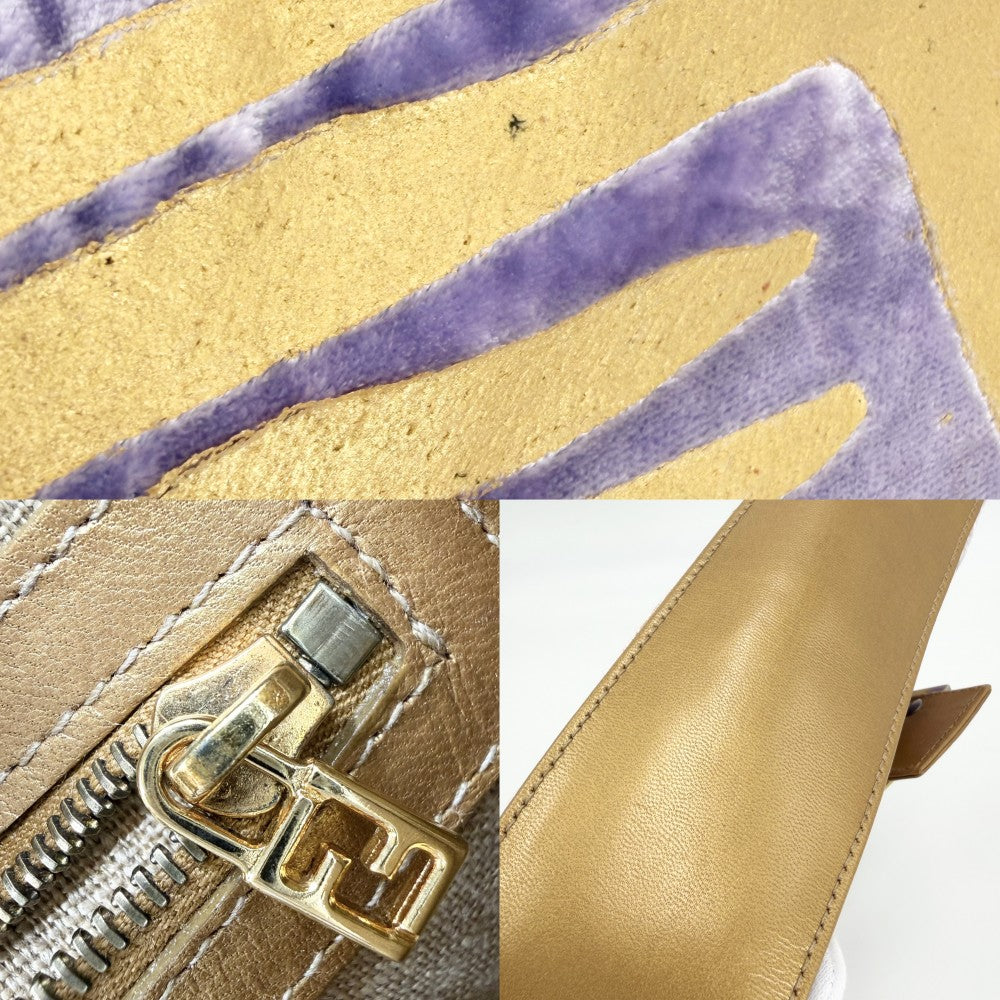 FENDI フェンディ ハンドバッグ マンマバケット レザー ベルベット ゴールド パープル 紫
 シルバー×ゴールド金具 レディース【中古品】