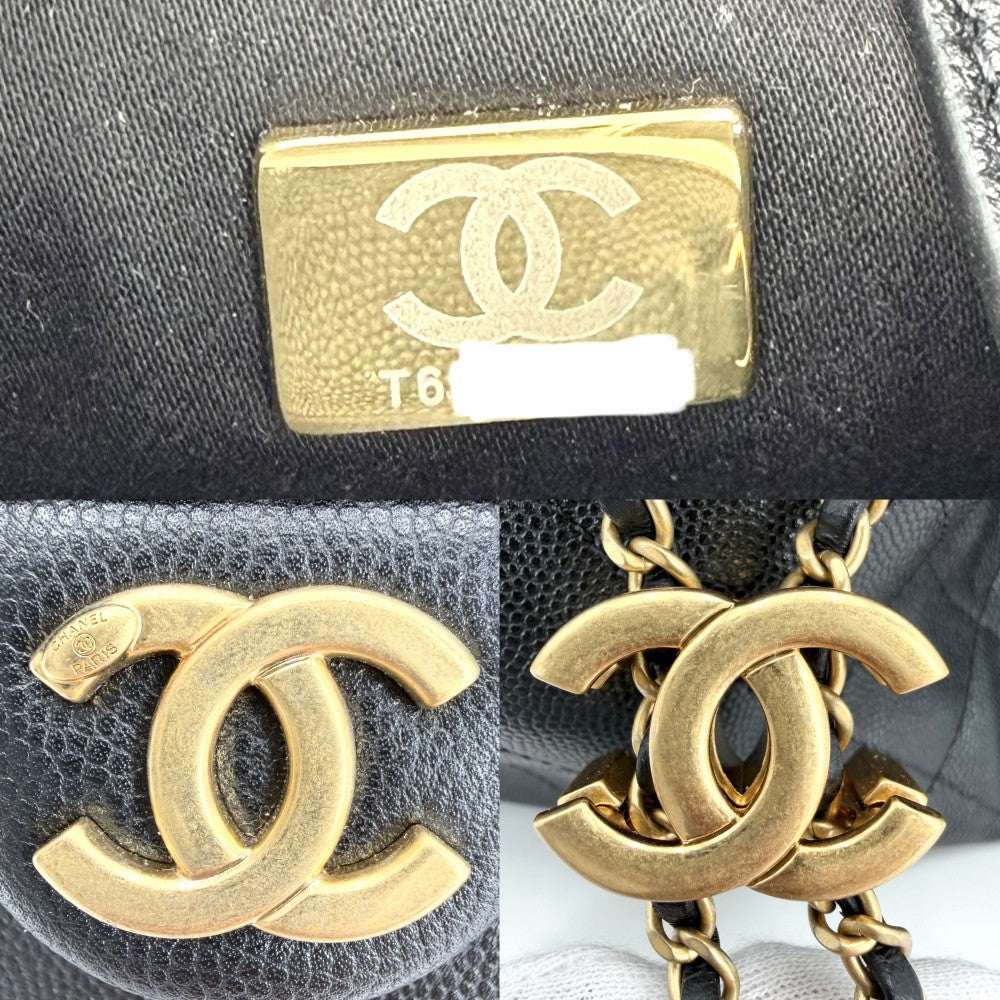 CHANEL シャネル リュック マトラッセ バックパック チェーンショルダー ココマーク シャネル25 キャビアスキン ブラック 黒 ゴールド金具 レディース【中古品】