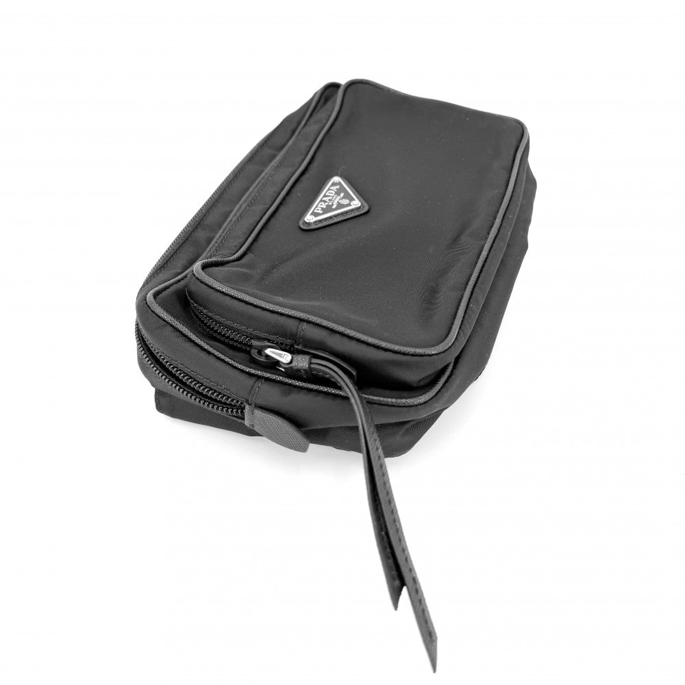 PRADA プラダ ボディバッグ ウエストバッグ トライアングルロゴ ショルダーバッグ ベルトバッグ 1BL010 ナイロン ブラック 黒 シルバー金具 レディース【中古品】