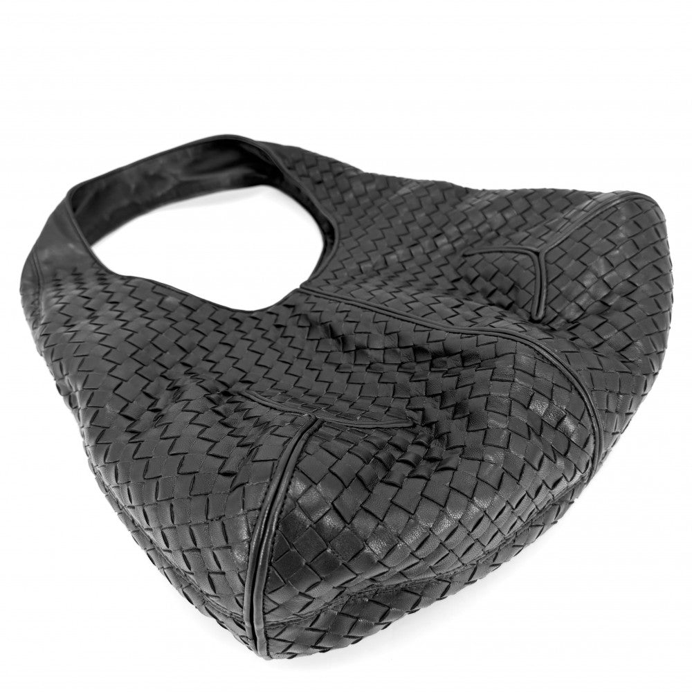 BOTTEGAVENETA ボッテガヴェネタ ハンドバッグ イントレチャート ワンハンドル レザー ブラック 黒 ブラック金具 ユニセックス【中古品】