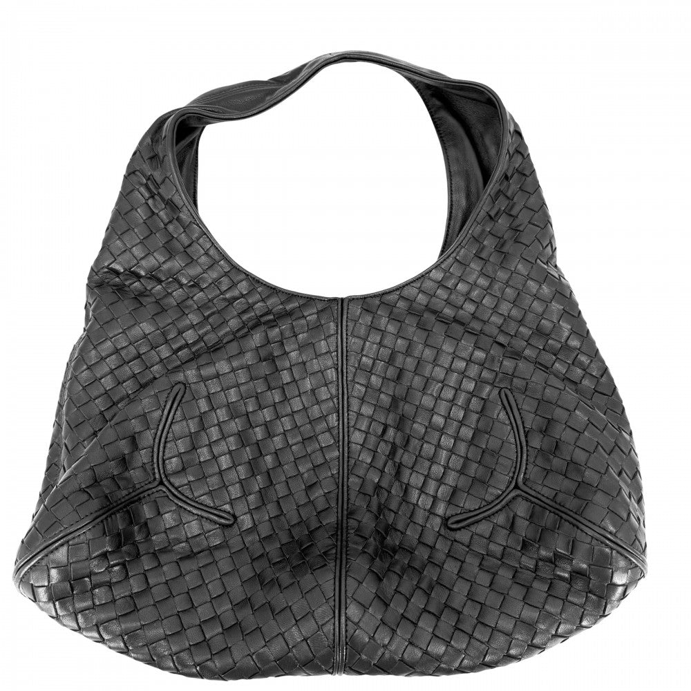 BOTTEGAVENETA ボッテガヴェネタ ハンドバッグ イントレチャート ワンハンドル レザー ブラック 黒 ブラック金具 ユニセックス【中古品】