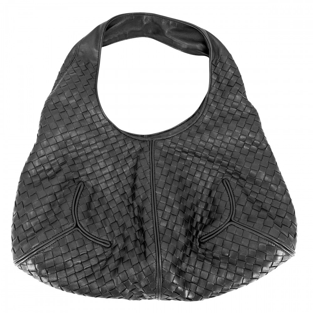 BOTTEGAVENETA ボッテガヴェネタ ハンドバッグ イントレチャート ワンハンドル レザー ブラック 黒 ブラック金具 ユニセックス【中古品】