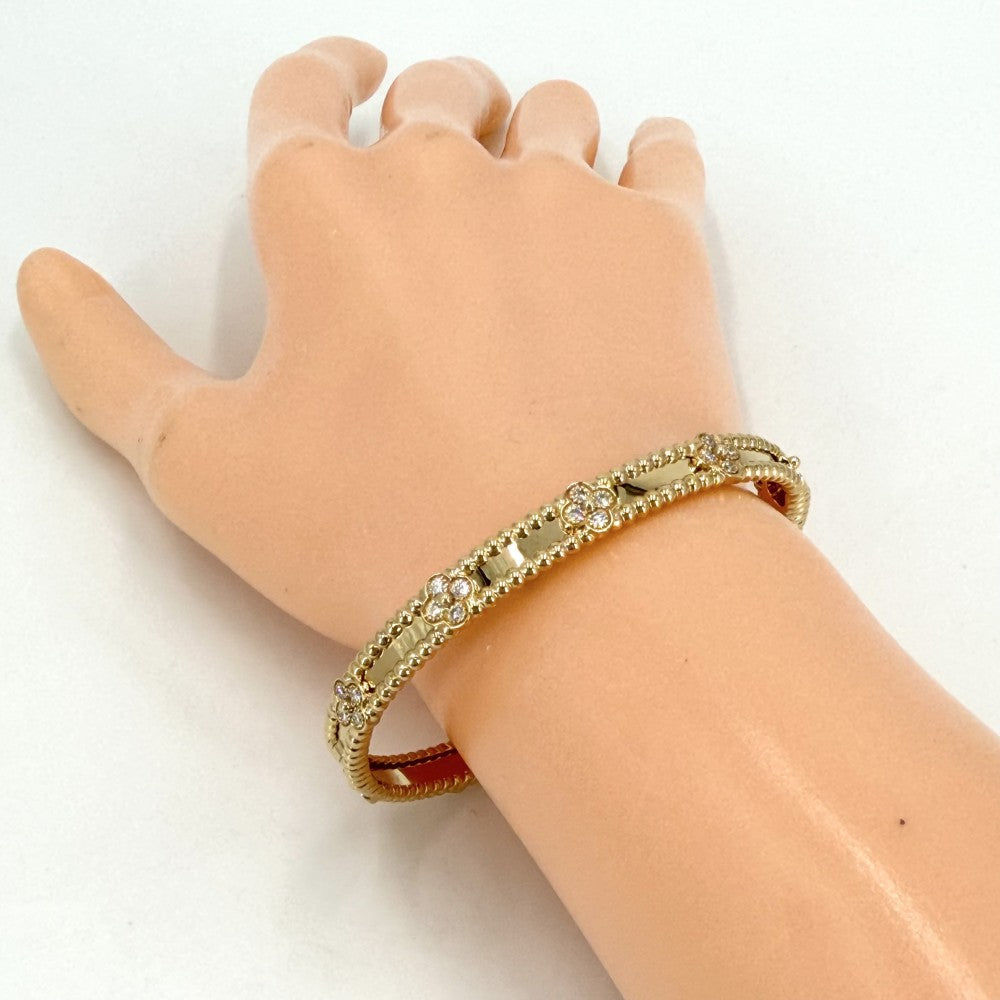 Van Cleef & Arpels ヴァンクリーフ＆アーペル ブレスレット ペルレ スウィートクローバー ジュエリー アクセサリー 18金YG Au750 K18イエローゴールド ダイヤモンド VCARP6X500 レディース 約16.6g【中古品】