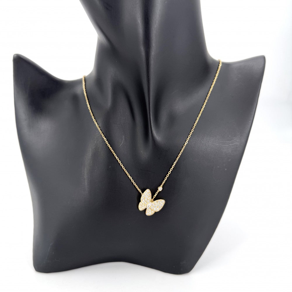 Van Cleef & Arpels ヴァンクリーフ＆アーペル ネックレス ドゥ パピヨン ペンダント 蝶モチーフ バタフライ ジュエリー 18金YG Au750 アクセサリー K18イエローゴールド VCARP3DP00 レディース 約5.3g【中古品】