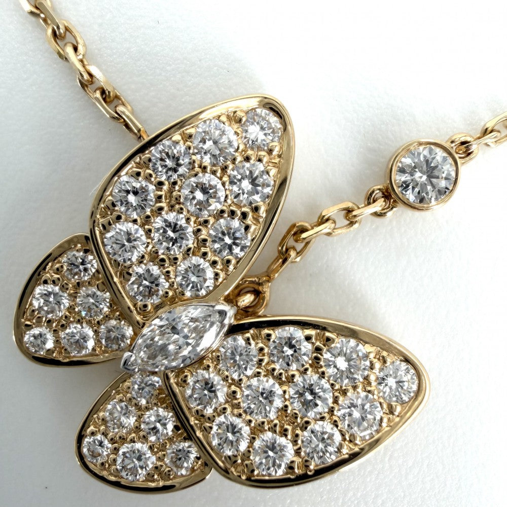 Van Cleef & Arpels ヴァンクリーフ＆アーペル ネックレス ドゥ パピヨン ペンダント 蝶モチーフ バタフライ ジュエリー 18金YG Au750 アクセサリー K18イエローゴールド VCARP3DP00 レディース 約5.3g【中古品】