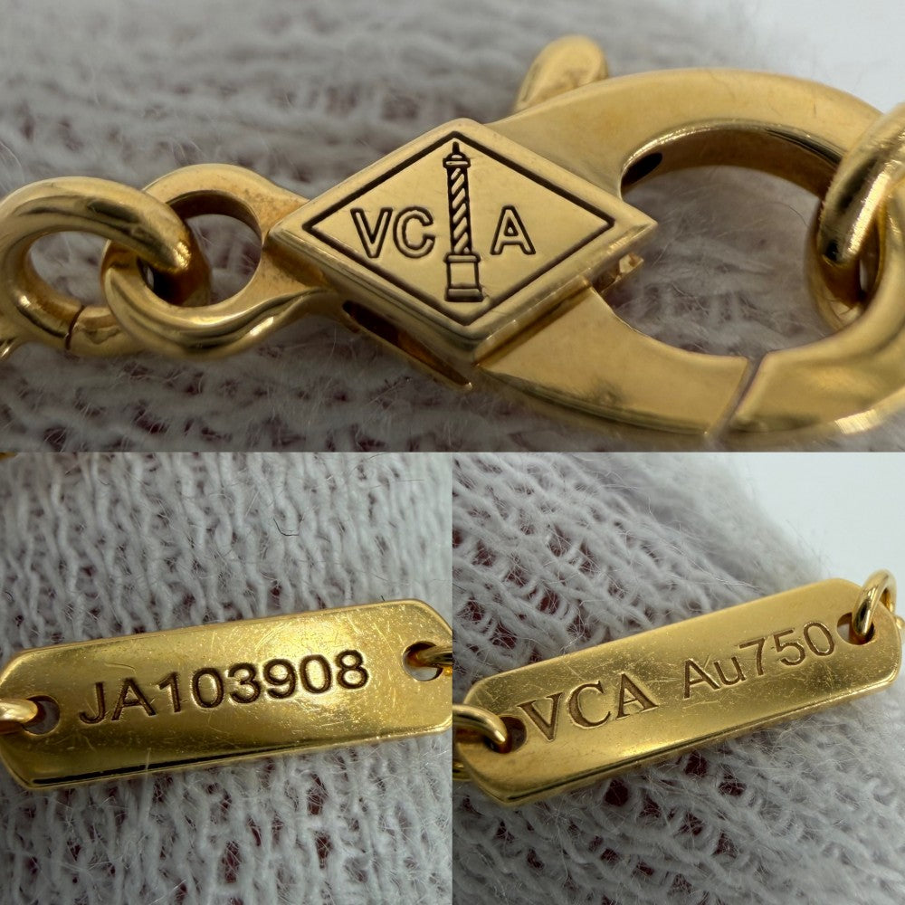 Van Cleef & Arpels ヴァンクリーフ＆アーペル ネックレス ヴィンテージアルハンブラ ジュエリー アクセサリー Au750 18金YG K18イエローゴールド マザーオブパール VCARA45900 ホワイト 白 レディース 約5.1g【中古品】