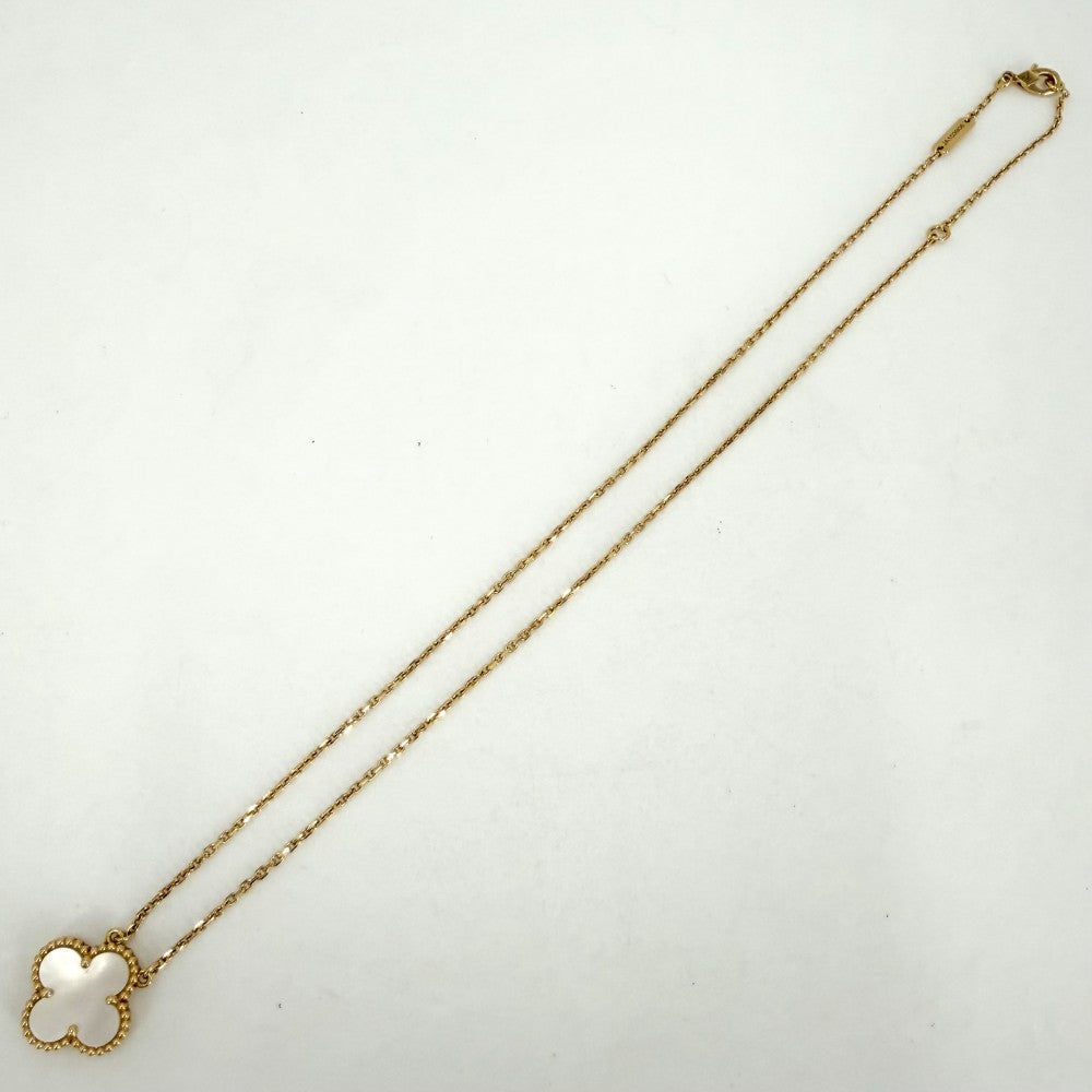 Van Cleef & Arpels ヴァンクリーフ＆アーペル ネックレス ヴィンテージアルハンブラ ジュエリー アクセサリー Au750 18金YG K18イエローゴールド マザーオブパール VCARA45900 ホワイト 白 レディース 約5.1g【中古品】