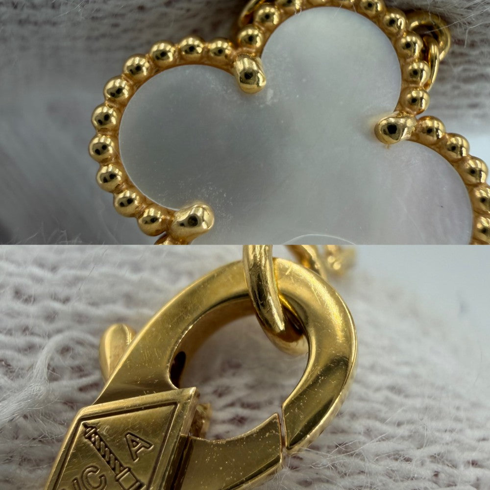 Van Cleef & Arpels ヴァンクリーフ＆アーペル ネックレス ヴィンテージアルハンブラ ジュエリー アクセサリー Au750 18金YG K18イエローゴールド マザーオブパール VCARA45900 ホワイト 白 レディース 約5.1g【中古品】