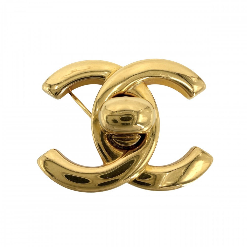 CHANEL シャネル ブローチ ココマーク ターンロック アクセサリー GP 96P レディース 約12.4g 1996年【中古品】