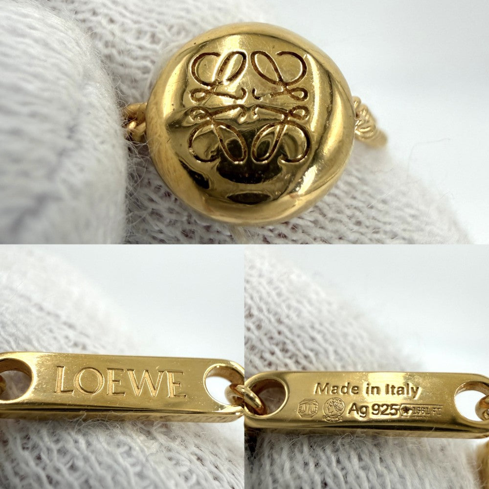 LOEWE ロエベ ブレスレット アナグラム ぺブル アクセサリー ジュエリー シルバー925 JANB240X06 ゴールド ユニセックス 約4.2g【中古品】