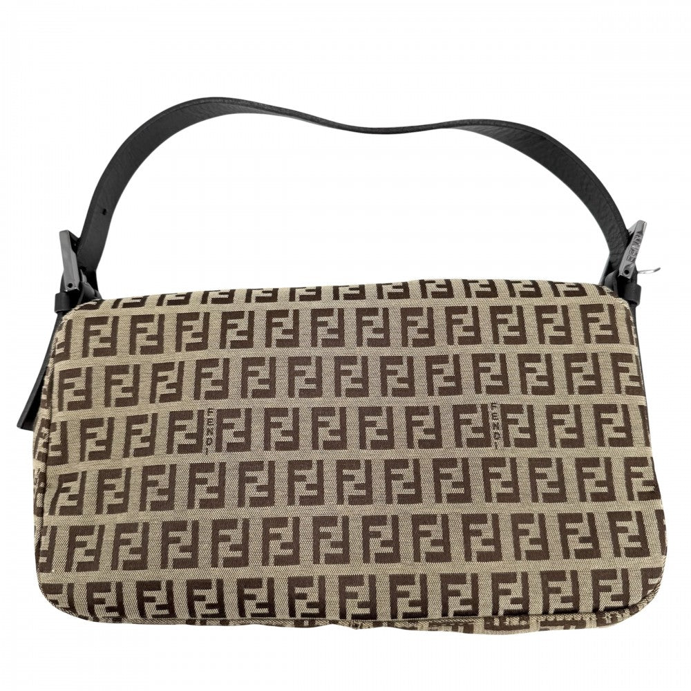 FENDI フェンディ ハンドバッグ ズッキーノ ミニマンマバケット Mamma Bucket 8BR003 キャンバス レザー ブラウン 茶 ベージュ ガンメタル金具 レディース【中古品】