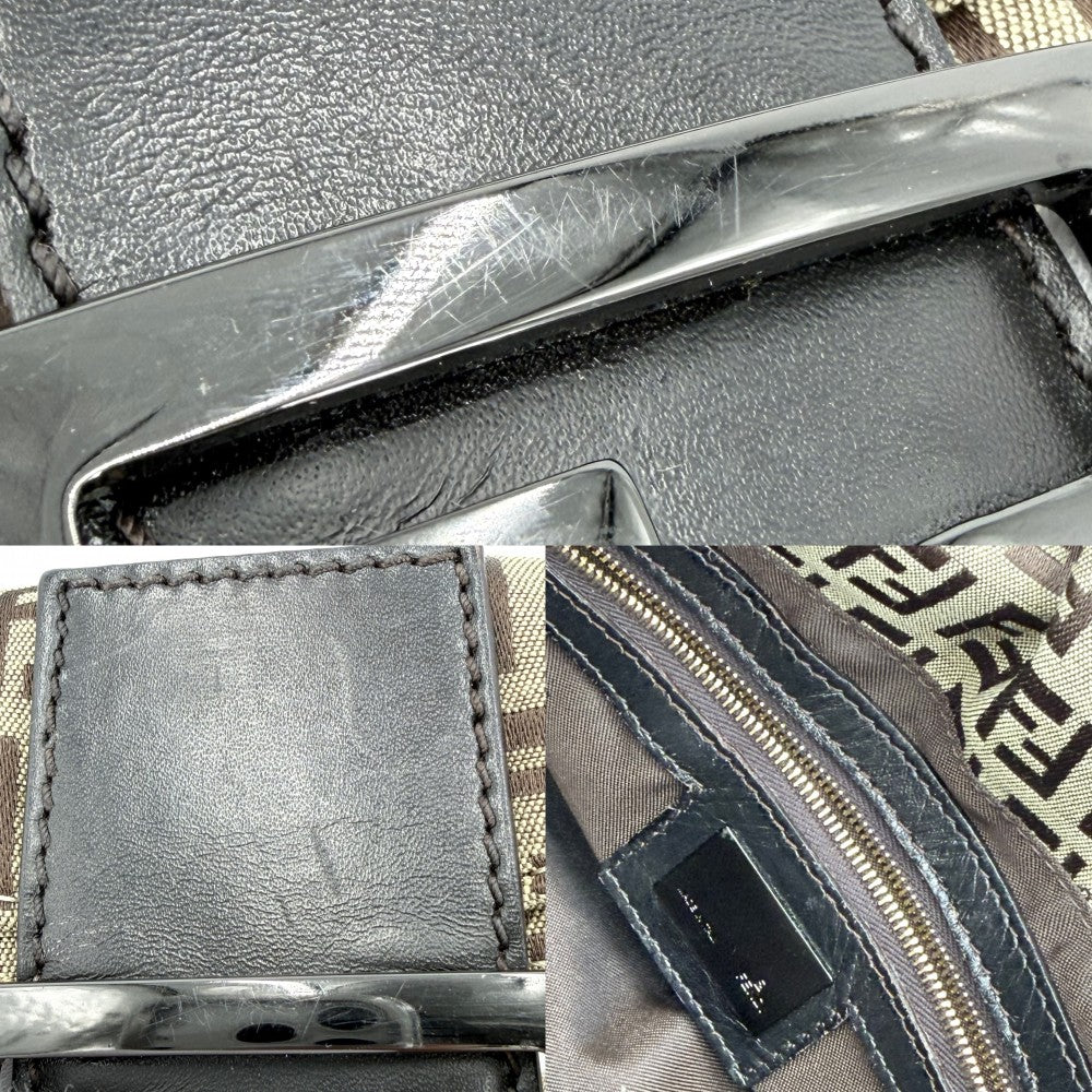 FENDI フェンディ ハンドバッグ ズッキーノ ミニマンマバケット Mamma Bucket 8BR003 キャンバス レザー ブラウン 茶 ベージュ ガンメタル金具 レディース【中古品】