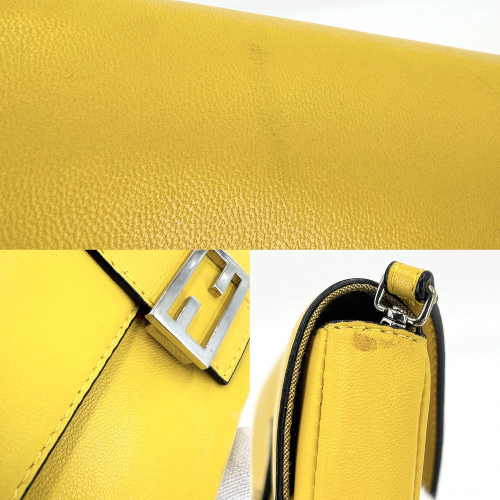 FENDI フェンディ 2WAY マイクロ ミニハンドバッグ ショルダーバッグ マンマバケット 8M0354 レザー イエロー シルバー金具 レディース【中古品】
