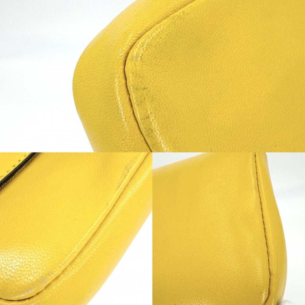 FENDI フェンディ 2WAY マイクロ ミニハンドバッグ ショルダーバッグ マンマバケット 8M0354 レザー イエロー シルバー金具 レディース【中古品】