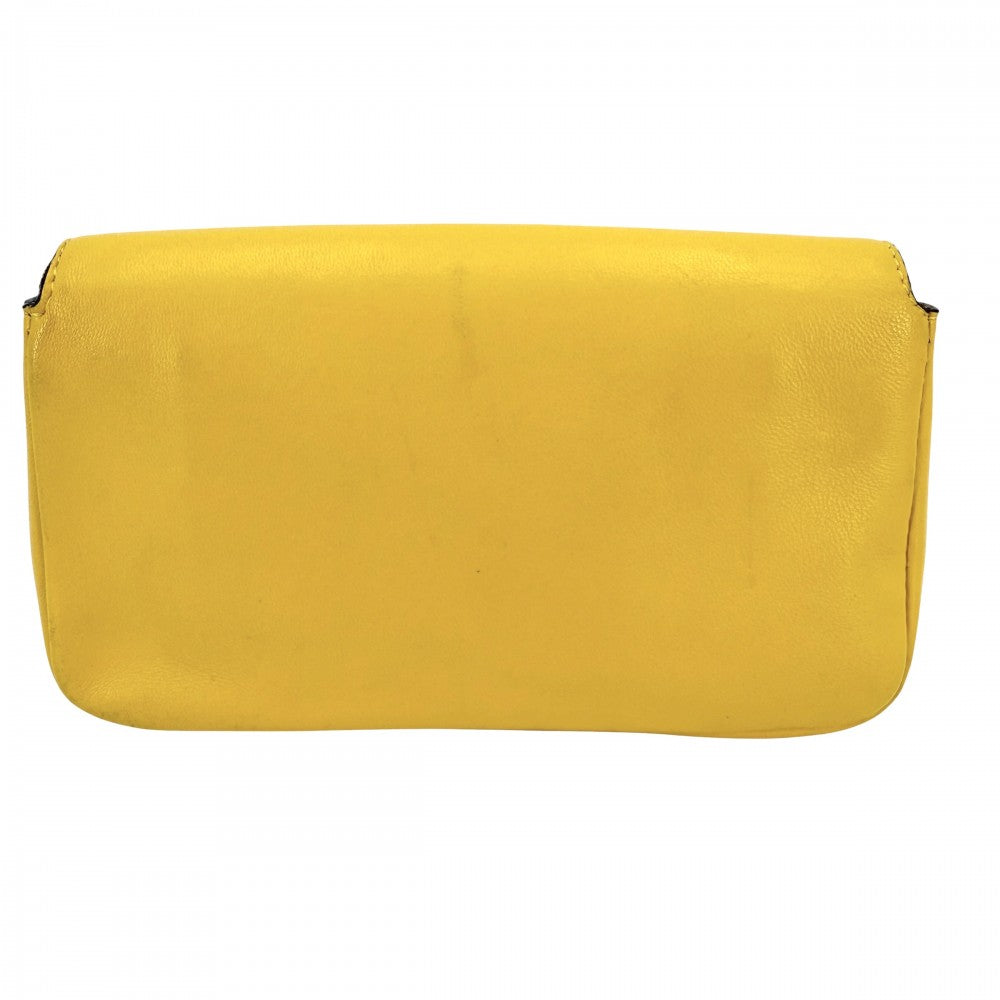 FENDI フェンディ 2WAY マイクロ ミニハンドバッグ ショルダーバッグ マンマバケット 8M0354 レザー イエロー シルバー金具 レディース【中古品】