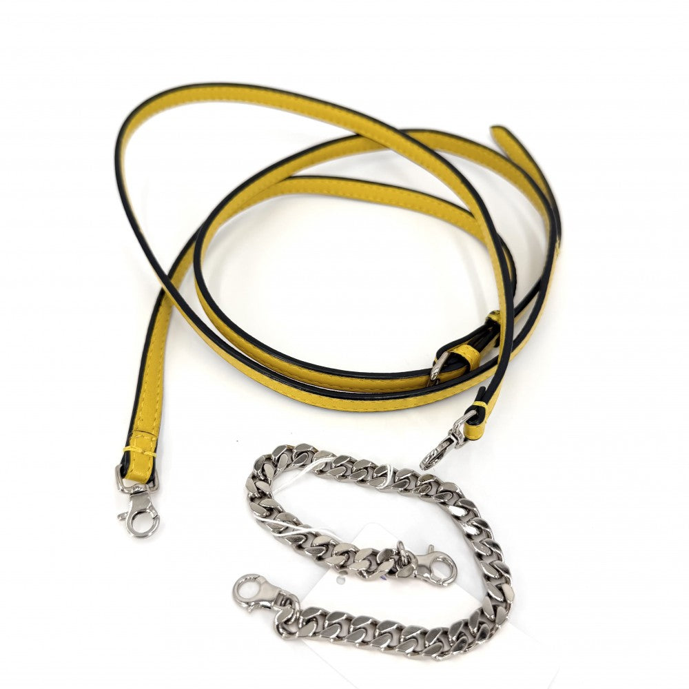 FENDI フェンディ 2WAY マイクロ ミニハンドバッグ ショルダーバッグ マンマバケット 8M0354 レザー イエロー シルバー金具 レディース【中古品】