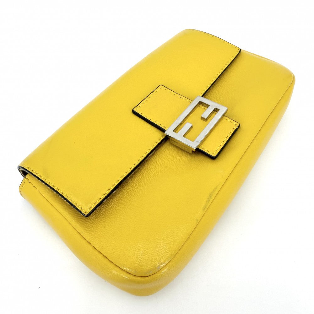 FENDI フェンディ 2WAY マイクロ ミニハンドバッグ ショルダーバッグ マンマバケット 8M0354 レザー イエロー シルバー金具 レディース【中古品】
