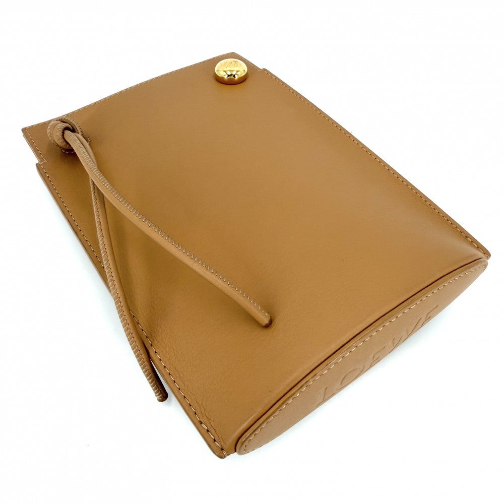 LOEWE ロエベ ショルダーバッグ アナグラム ペブルダイスポケット ミニバッグ レザー ベージュ ゴールド金具 レディース【中古品】