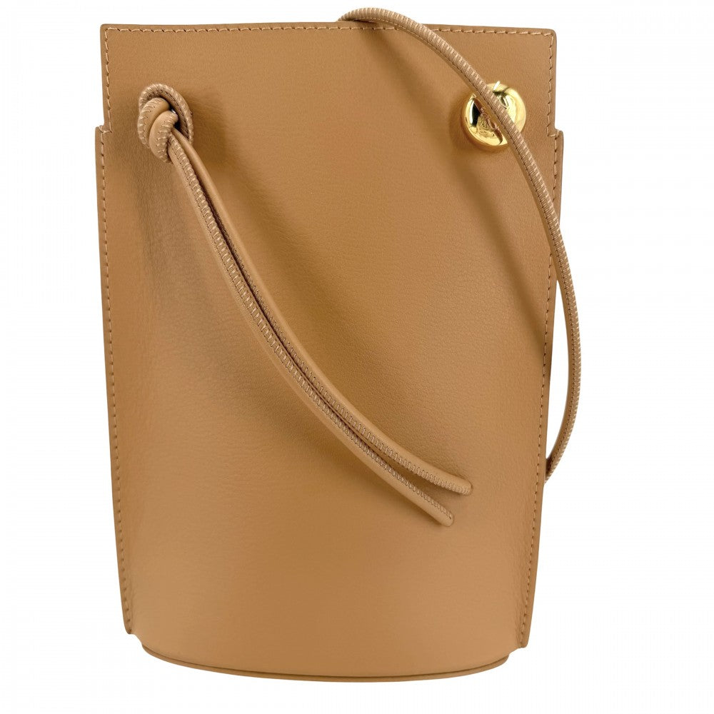 LOEWE ロエベ ショルダーバッグ アナグラム ペブルダイスポケット ミニバッグ レザー ベージュ ゴールド金具 レディース【中古品】