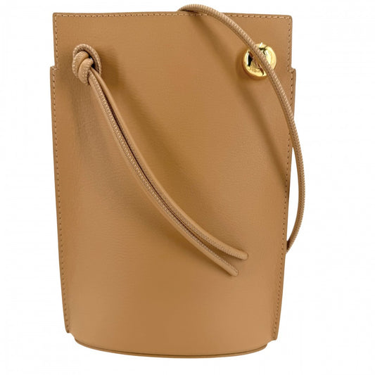 LOEWE ロエベ ショルダーバッグ アナグラム ペブルダイスポケット ミニバッグ レザー ベージュ ゴールド金具 レディース【中古品】