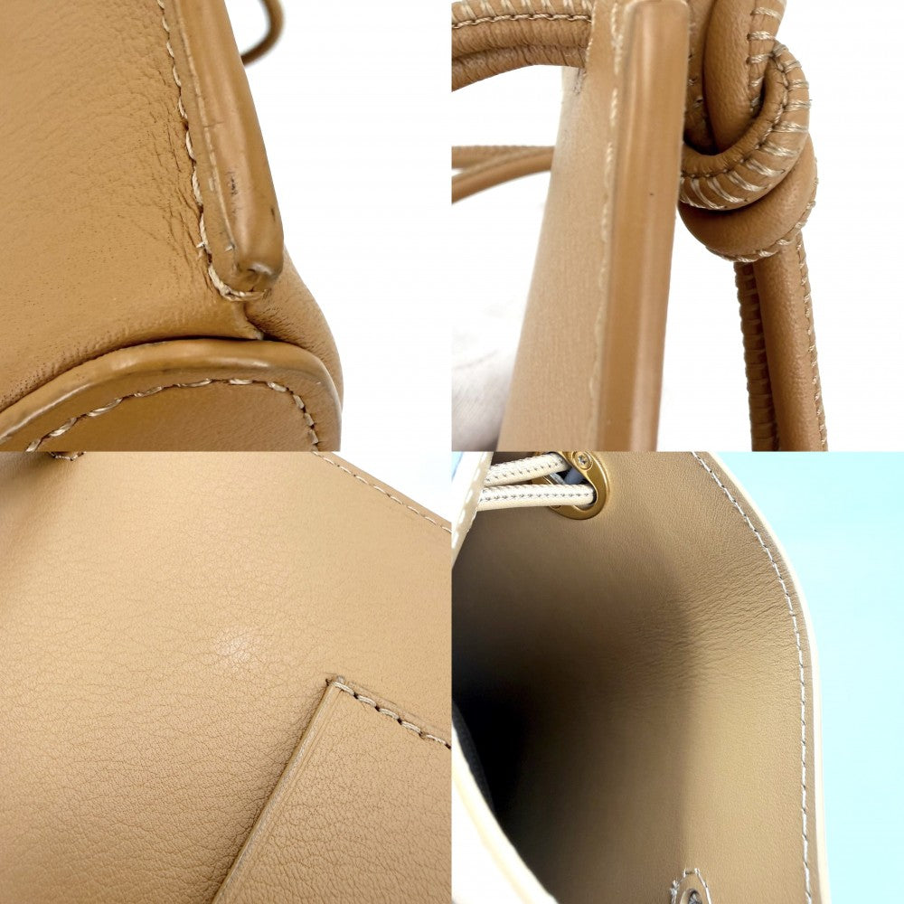 LOEWE ロエベ ショルダーバッグ アナグラム ペブルダイスポケット ミニバッグ レザー ベージュ ゴールド金具 レディース【中古品】