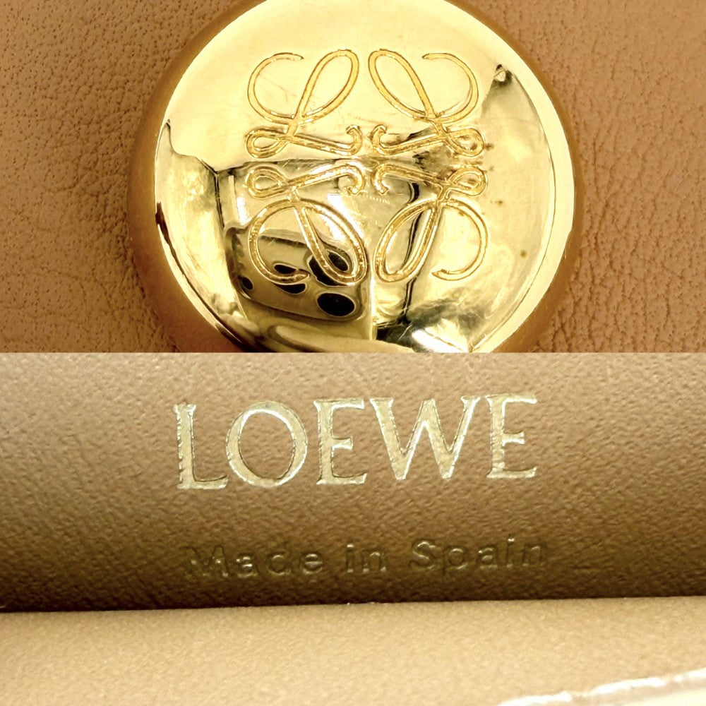 LOEWE ロエベ ショルダーバッグ アナグラム ペブルダイスポケット ミニバッグ レザー ベージュ ゴールド金具 レディース【中古品】