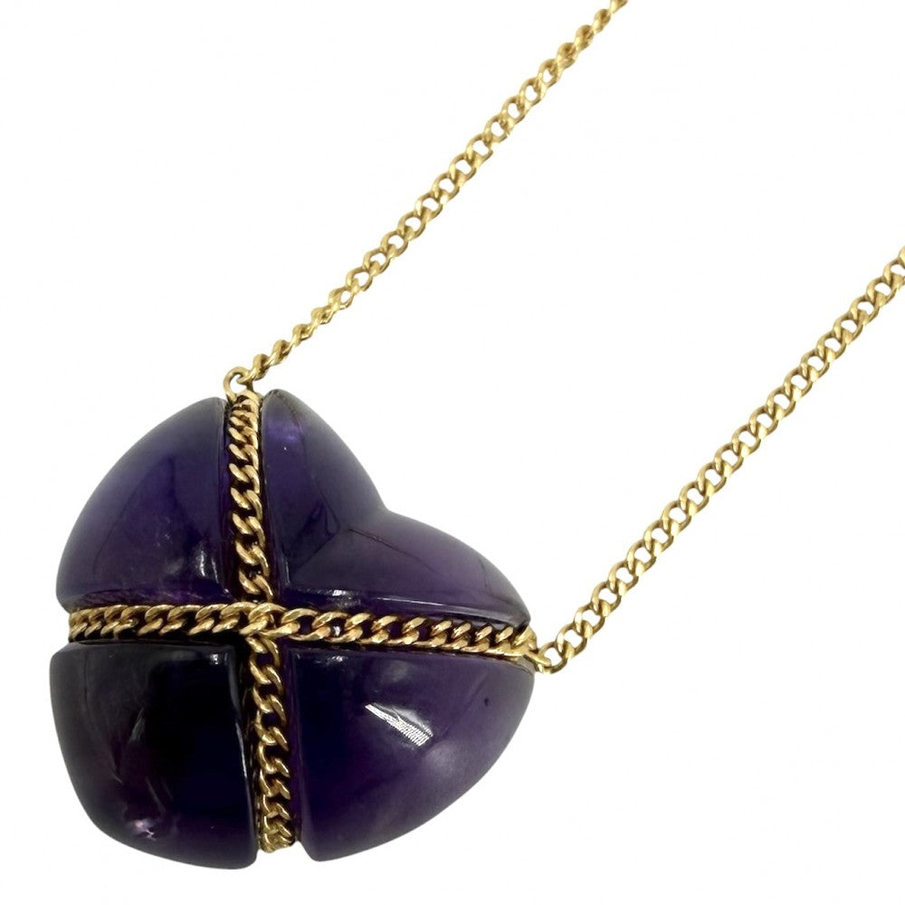 TIFFANY&Co. ティファニー ネックレス ハート クロス ジュエリー アクセサリー 18金YG Au750 K18イエローゴールド アメジスト パープル 紫
 ゴールド金具 レディース 約3.1g【中古品】