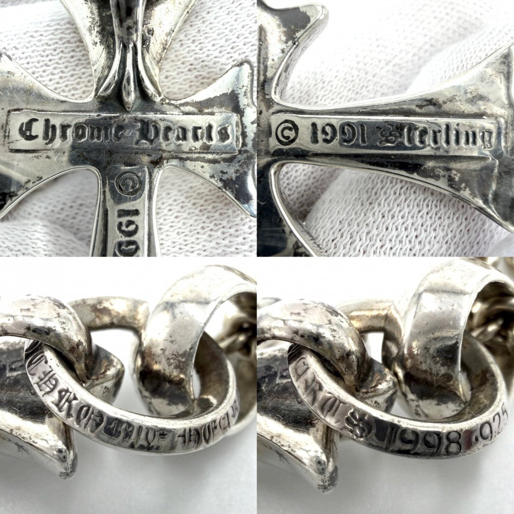 CHROME HEARTS クロムハーツ ネックレス クロス ペンダントトップ チェーン CHクロスペンダント ジュエリー アクセサリー シルバー925 メンズ 約23.9（トップ）/22.9（チェーン）g【中古品】