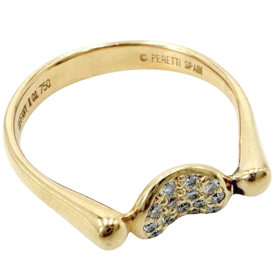 TIFFANY&Co. ティファニー 指輪 ビーン ジュエリー アクセサリー Au750 18金YG K18イエローゴールド ダイヤモンド 約14号 レディース 約3.7g【中古品】