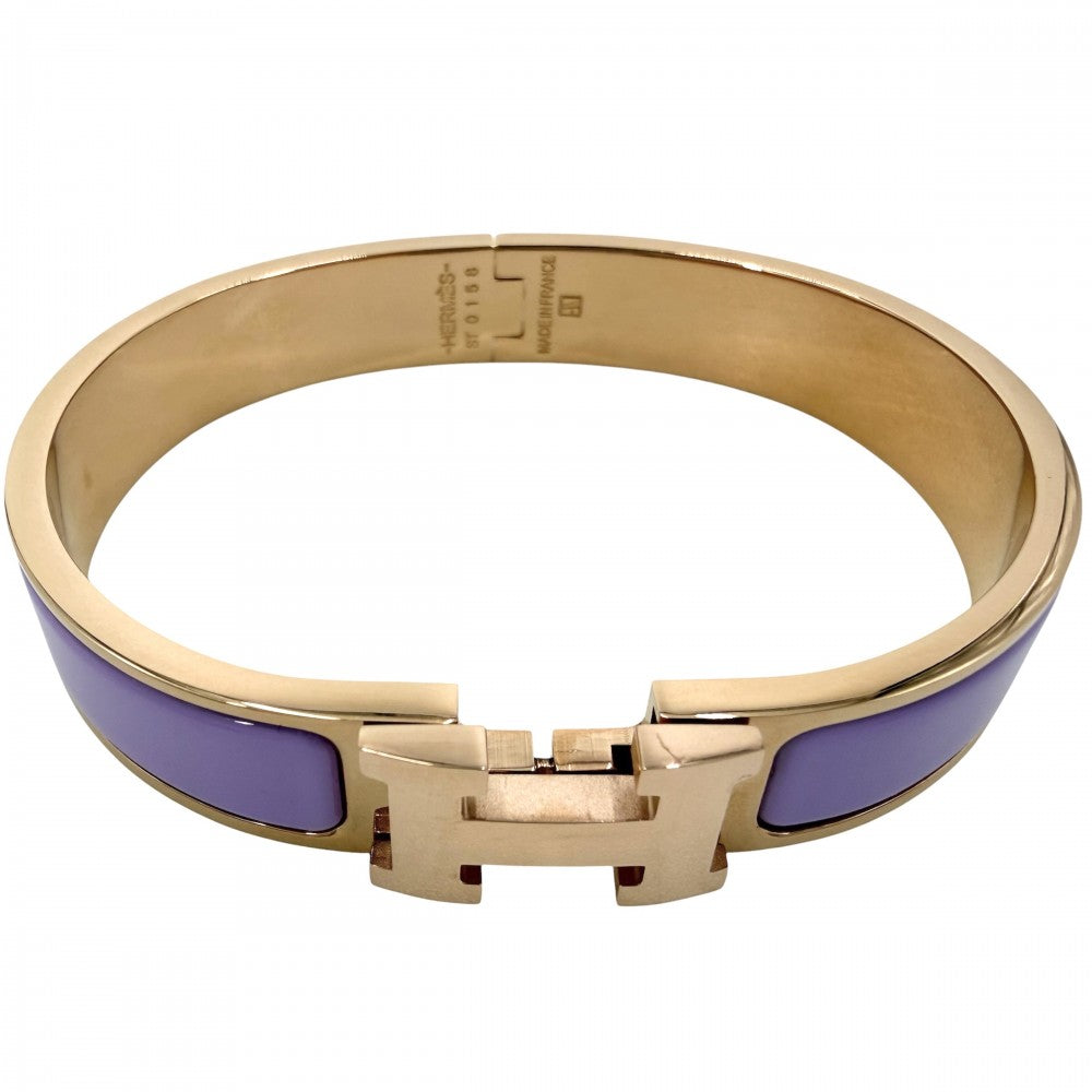 HERMES エルメス バングル クリックH PM ブレスレット アクセサリー 小物 パープル 紫
 ピンクゴールド レディース 約39.6g【中古品】