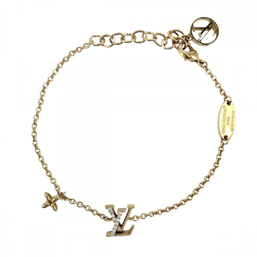 LOUIS VUITTON ルイヴィトン ブレスレット モノグラムフラワー ブレスレット・LV アイコニック アクセサリー ラインストーン M00587 ゴールド レディース 約3.6g【中古品】