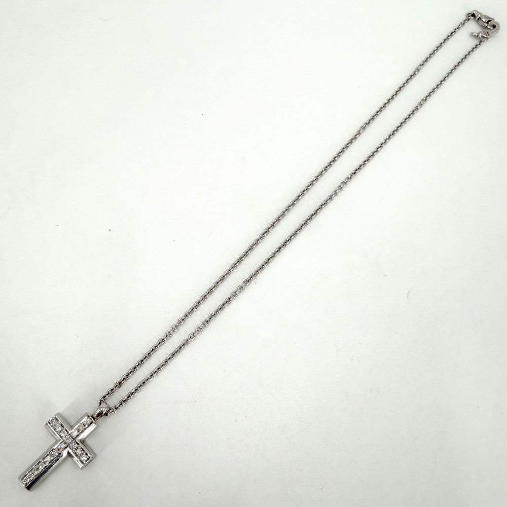 BVLGARI ブルガリ ネックレス ラテンクロス ジュエリー アクセサリー Au750 18金WG K18ホワイトゴールド メンズ 約9.0g【中古品】