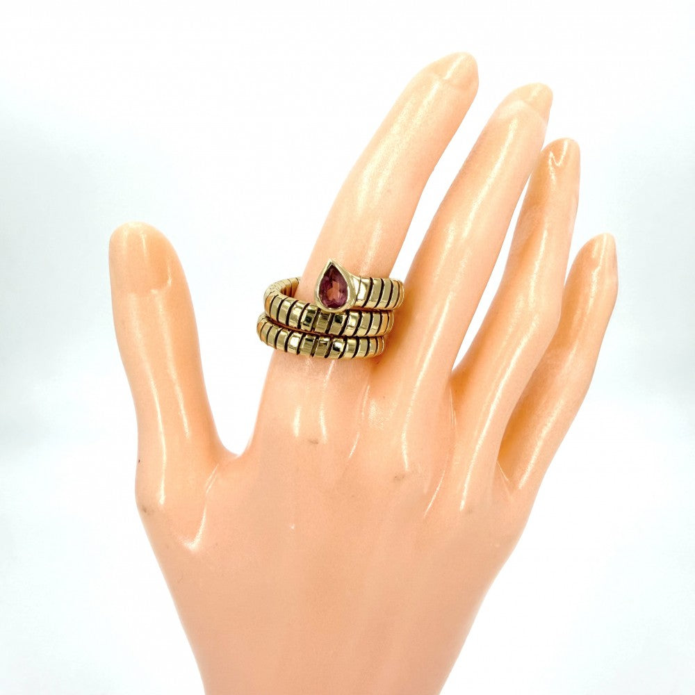 BVLGARI ブルガリ 指輪 トゥボガス ジュエリー アクセサリー リング Au750 18金YG K18イエローゴールド ピンクトルマリン 約16号 ピンク ゴールド レディース 約17g【中古品】
