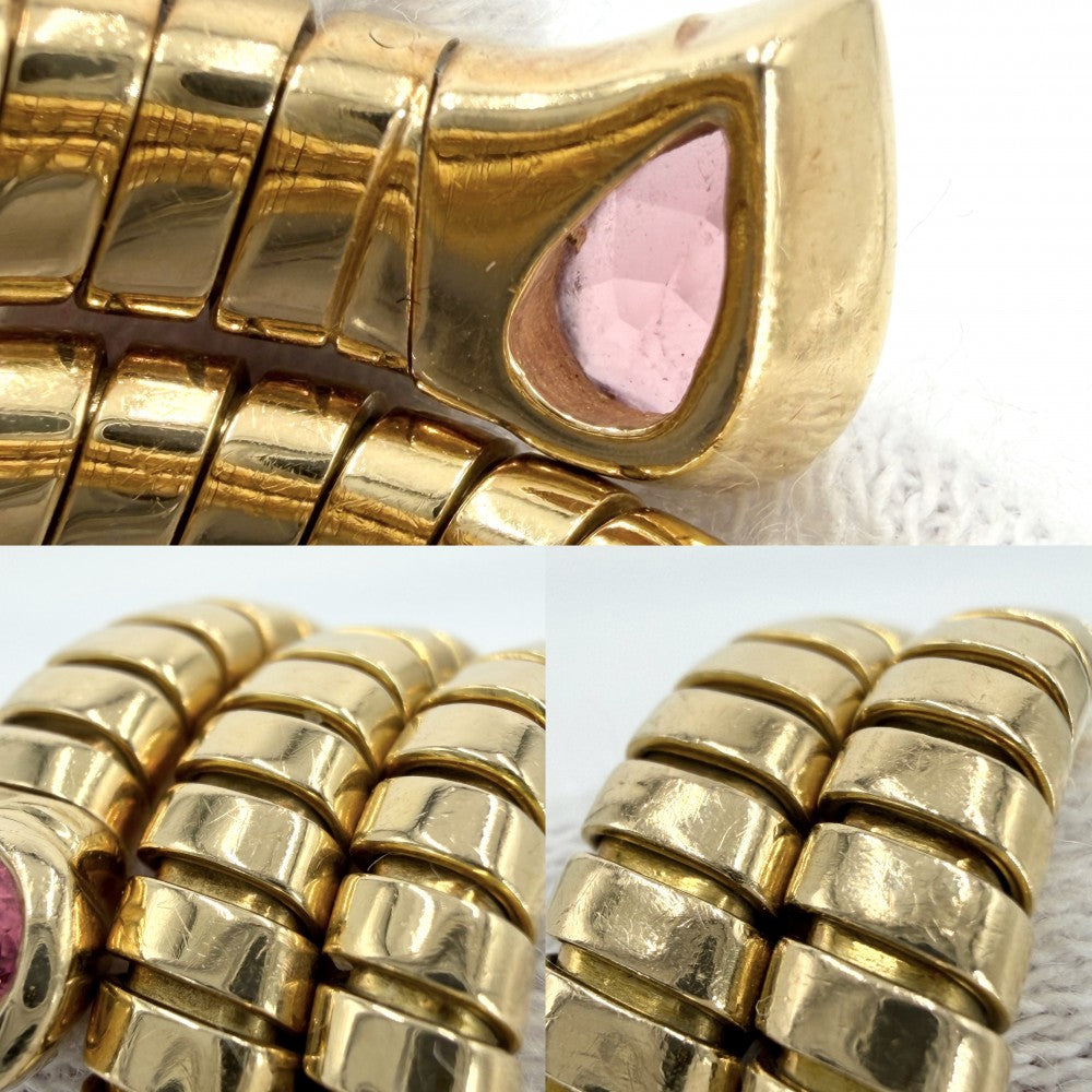 BVLGARI ブルガリ 指輪 トゥボガス ジュエリー アクセサリー リング Au750 18金YG K18イエローゴールド ピンクトルマリン 約16号 ピンク ゴールド レディース 約17g【中古品】