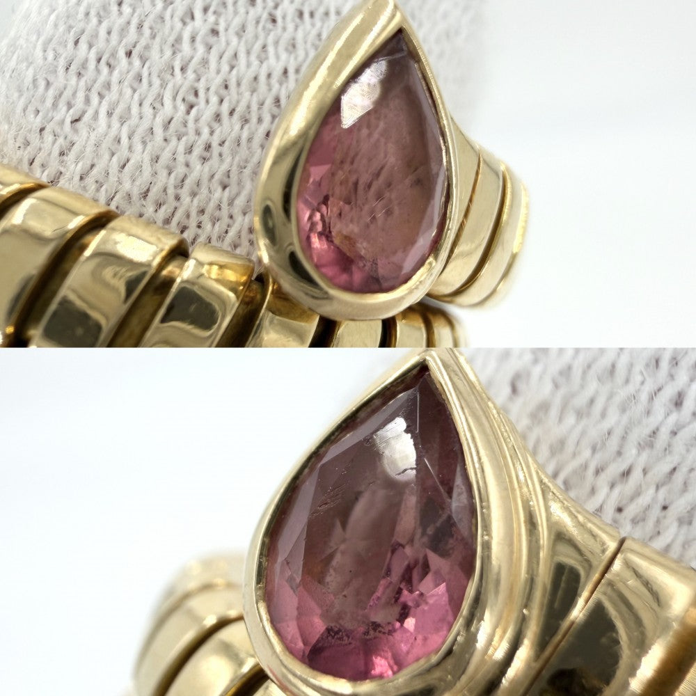 BVLGARI ブルガリ 指輪 トゥボガス ジュエリー アクセサリー リング Au750 18金YG K18イエローゴールド ピンクトルマリン 約16号 ピンク ゴールド レディース 約17g【中古品】