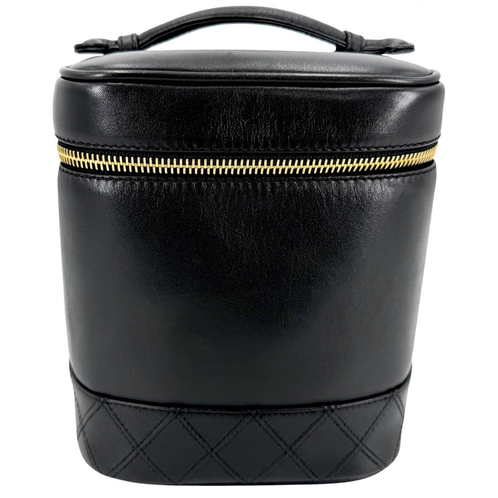 CHANEL シャネル ハンドバッグ ココマーク ビコローレ バニティバッグ 化粧ポーチ コスメポーチ ラムスキン ブラック 黒 ゴールド金具 レディース【中古品】