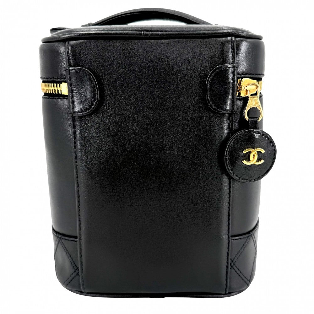 CHANEL シャネル ハンドバッグ ココマーク ビコローレ バニティバッグ 化粧ポーチ コスメポーチ ラムスキン ブラック 黒 ゴールド金具 レディース【中古品】