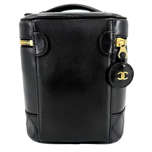 CHANEL シャネル ハンドバッグ ココマーク ビコローレ バニティバッグ 化粧ポーチ コスメポーチ ラムスキン ブラック 黒 ゴールド金具 レディース【中古品】