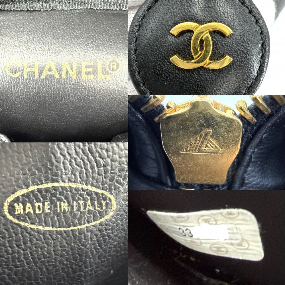 CHANEL シャネル ハンドバッグ ココマーク ビコローレ バニティバッグ 化粧ポーチ コスメポーチ ラムスキン ブラック 黒 ゴールド金具 レディース【中古品】