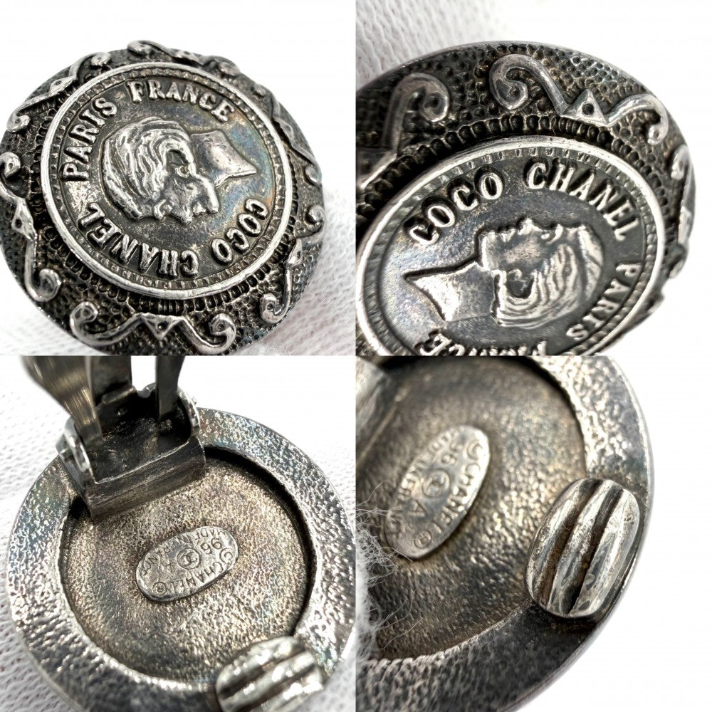 CHANEL シャネル イヤリング ラウンド メダル アクセサリー コイン マドモアゼル 96A シルバー レディース 約14.0g 1996年【中古品】